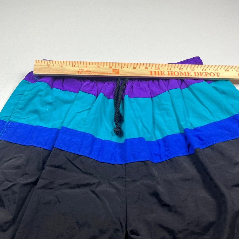 Vintage Towncraft Mens Colorblock Swim Trunks XL Tall Purple Teal Black USA Made